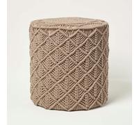 Delilah Brown Macrame Pouffe, 42 cm Tall
