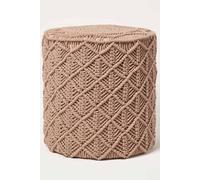 Homescapes Delilah Macrame Pouffe, 42 Cm Tall In Brown Brown One Size