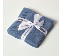 Homescapes Denim Blue 100% Combed Egyptian Cotton Set Of 2 Face Cloths 700 Gsm