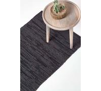 Denver Leather Woven Hall Runner, 66 x 200 cm Homescapes Black 66cm x 200cm