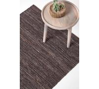 Homescapes Denver Leather Woven Rug in Brown | Size: 90 cm x 150 cm Homescapes Brown 90 cm x 150 cm