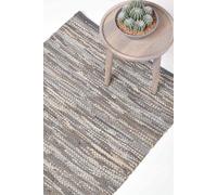 HOMESCAPES Denver Leather Woven Rug - Grey - 150 x 240 cm