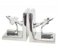 Homescapes Designer Solid Metal Bookends Support Jet Fighter perfect decorative gift book holder for aviation or military fans