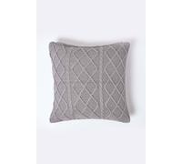 (Grey) Cotton Cable Knit Duck Cushion Cover