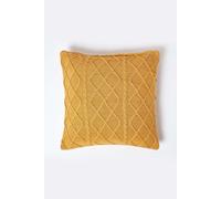 (Mustard) Cotton Cable Knit Duck Cushion Cover