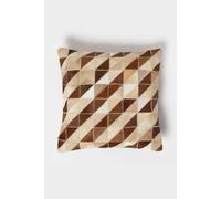 Homescapes Diamond Check Leather Cushion 45 X 45 Cm In Brown Brown 45cm x 45cm