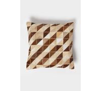 Diamond Check Leather Cushion 45 x 45 cm Homescapes Brown 45cm x 45cm