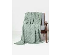 HOMESCAPES 125 x 150 cm 100% Cotton Green Tufted Throw with Geometric Diamond Textured Pattern 180 Thread Count Pure Cotton Bedspread Blanket for Bed or Sofa