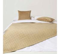 Homescapes Diamond Quilted Beige Velvet Throw