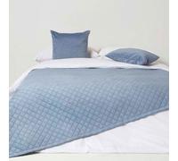 Homescapes Diamond Quilted Blue Velvet Throw