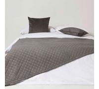 (Grey) Diamond Quilted Velvet Throw