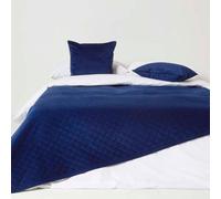 Homescapes Diamond Quilted Navy Velvet Throw