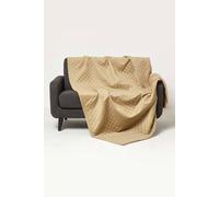 Homescapes Diamond Quilted Velvet Throw In Beige Beige