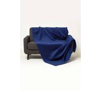 Homescapes Diamond Quilted Velvet Throw In Navy Navy