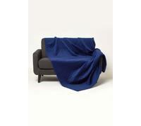 Homescapes Diamond Quilted Velvet Throw In Navy