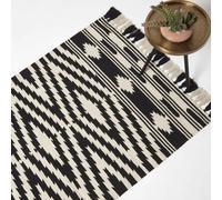 Homescapes Dinan Black & White Kilim Cotton Rug Black 160cm x 230cm