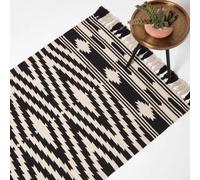 Homescapes Dinan Black & White Kilim Cotton Rug 90 X 150 Cm