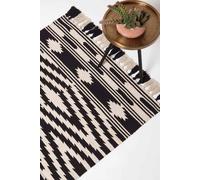 Homescapes Dinan Black & White Kilim Cotton Rug Black 160cm x 230cm
