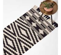 Homescapes Dinan Black & White Kilim Runner Cotton Rug 66 X 200 Cm