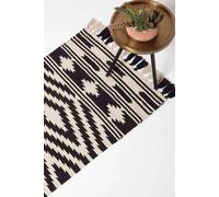 Homescapes Dinan Black & White Kilim Runner Cotton Rug 66 x 200 cm | Size: 66 cm x 200 cm Homescapes Black 66 cm x 200 cm