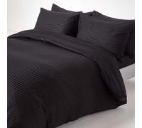 HOMESCAPES Black Pure Egyptian Cotton Duvet Cover Set Double 330 TC 500 Thread Count Equivalent Satin Stripe Quilt Cover 2 Pillowcases Included Bedding Set