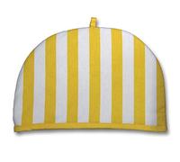 Tea Cosy Double Design Yellow Stripes Teapot Warmer Homescapes Yellow One Size