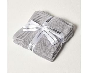 HOMESCAPES Dove Grey Set of 2 Face Cloths 700 GSM Combed 100% Egyptian Cotton Towel 30 x 30 cm
