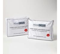 HOMESCAPES 3 in 1 All Seasons Single Duvet 13.5 Tog (4.5 + 9), Luxury White Duck Down Quilt, Anti Allergy 100% Cotton Cover Down-Proof Winter Duvets, Washable RDS &OEKO-TEX Certified