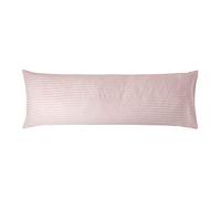 HOMESCAPES Dusky Pink Pure Egyptian Cotton Body Pillowcase 330 TC 500 Thread Count Percale Equivalent Satin Stripe Long Pillow Case for Nursing Pregnancy and Elderly Support Pack of 2