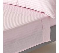HOMESCAPES Dusky Pink Pure Egyptian Cotton Flat Sheet Single 330 TC 500 Thread Count Equivalent Satin Stripe Bed Sheet