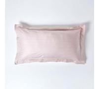 HOMESCAPES Dusky Pink Pure Egyptian Cotton King Size Oxford Pillowcase 330 TC 500 Thread Count Percale Equivalent Satin Stripe Pillow Case Pack of 2