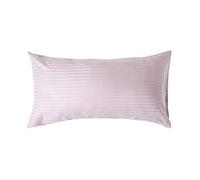 HOMESCAPES Dusky Pink Pure Egyptian Cotton King Size Pillowcase 330 TC 500 Thread Count Percale Equivalent Satin Stripe Housewife Pillow Case Pack of 2