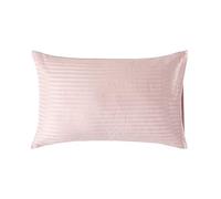 HOMESCAPES Dusky Pink Pure Egyptian Cotton Pillowcase Standard Size 330 TC 500 Thread Count Percale Equivalent Satin Stripe Housewife Pillow Case