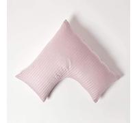 HOMESCAPES Dusky Pink Pure Egyptian Cotton V-Shape Pillowcase 330 TC 500 Thread Count Percale Equivalent Satin Stripe Pillow Case For Nursing Pregnancy and Elderly Pack of 2