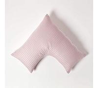 HOMESCAPES Dusky Pink Pure Egyptian Cotton V-Shape Pillowcase 330 TC 500 Thread Count Percale Equivalent Satin Stripe Pillow Case For Nursing Pregnancy and Elderly