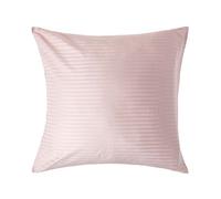 HOMESCAPES Silky 330 TC Egyptian Cotton Satin Stripe Pillowcase, European Size - Dusky Pink Violet - 80 x 80 cm