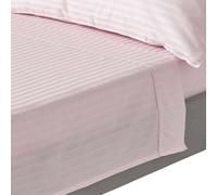 HOMESCAPES Dusky Pink Pure Egyptian Cotton Flat Sheet Double 330 TC 500 Thread Count Equivalent Satin Stripe Bed Sheet