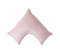 HOMESCAPES Silky 330 TC Egyptian Cotton Satin Stripe V Shaped Pillowcase - Dusky Pink Violet