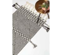 Homescapes Edessa Black & White Kilim Runner Wool Rug 66 X 200 Cm Black 66cm x 200cm