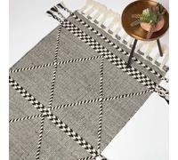 Homescapes Edessa Black & White Kilim Wool Rug 90 X 150 Cm