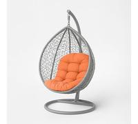 HOMESCAPES Egg Chair Cushion, Thick & Plush Hanging Basket Swing Chair Cushion 100% Cotton Cover for Canopy Swings, Hammock, Garden Patio Indoor Outdoor, Breathable, Round 80 x 120cm - Burnt Orange