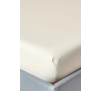 HOMESCAPES Crisp & Cool 200 TC Egyptian Cotton Percale Fitted Sheet - 46 cm Extra Deep - Cream - King