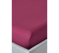 HOMESCAPES Plum Purple Extra Deep Fitted Sheet (18”) King 200 TC 400 Thread Count Equivalent Pure Egyptian Cotton Bed Sheet with Fully Elasticated Skirt