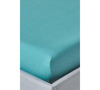 HOMESCAPES Teal Extra Deep Fitted Sheet (18”) Double 200 TC 400 Thread Count Equivalent Pure Egyptian Cotton Bed Sheet with Fully Elasticated Skirt