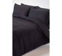 Homescapes Egyptian Cotton Duvet Cover with Pillowcase, 200 TC in Black | Size: Double Homescapes Black Double