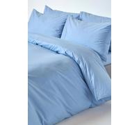 HOMESCAPES Crisp & Cool 200 TC Egyptian Cotton Percale Duvet Cover Set - Double - Blue
