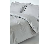 HOMESCAPES Silver Grey Pure Egyptian Cotton Duvet Cover Set Double 200 TC 400 Thread Count Equivalent 2 Pillowcases Included Quilt Cover Bedding Set