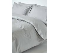 HOMESCAPES Silver Grey Pure Egyptian Cotton Duvet Cover Set Single 200 TC 400 Thread Count Equivalent Pillowcase Included Quilt Cover Bedding Set