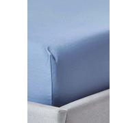 HOMESCAPES 1000 Thread Count Egyptian Cotton Blue Deep Fitted Sheet (12”) Double Luxury Bed Sheet with Fully Elasticated Skirt