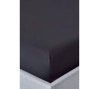 HOMESCAPES Crisp & Cool 200 TC Egyptian Cotton Percale Fitted Sheet - 30 cm Deep - Super King - Black